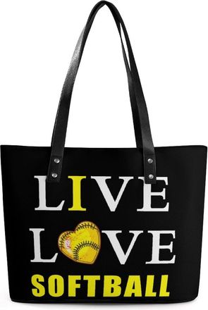 Generic Live Love Softball Tote Bags for Women Cute Shoulder Purses Handbags
