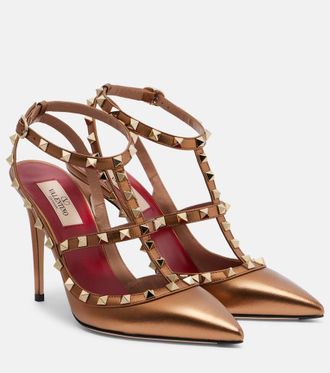 Valentino Garavani Rockstud metallic leather pumps
