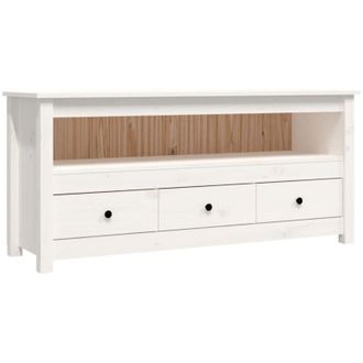 vidaXL Mobile Porta tv Bianco 114x35x52 cm in Legno Massello di Pino - Vidaxl