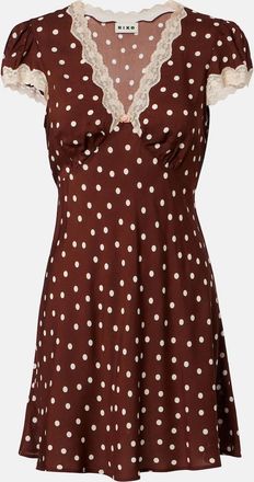 Rixo Cely lace-trimmed polka-dot minidress