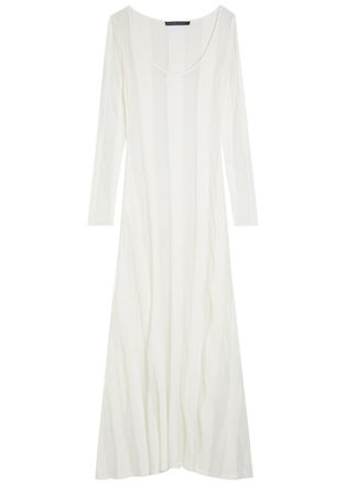 Zeynep Arcay Striped Sheer-knit Gown - White - 0 (UK4 / Xxs)