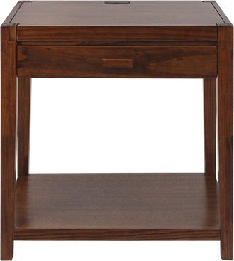 Casual Home Notre Dame Night Stand with USB Port-Warm Brown