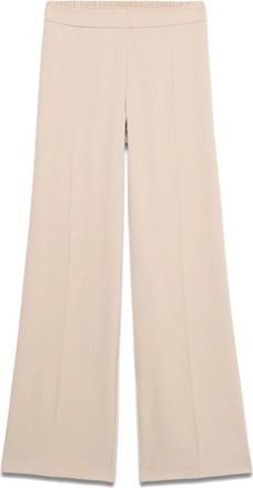 Oltre Palazzo Broek van Soepele Stof - Dames - Wijde Broeken - Beige - S - Broeken