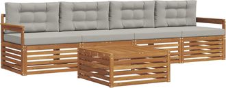 vidaXL Conjunto De Sof&aacute;s De Exterior 5 Uds. Gris Natural Y Claro Vidaxl