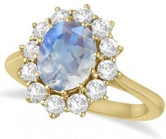 Allurez Oval Moonstone and Diamond Ring 14k Yellow Gold (2.80ctw)