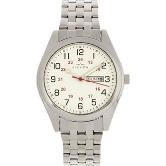 Elevon Watches Gann Bracelet Watch w/Day/Date in Silver/white at Nordstrom