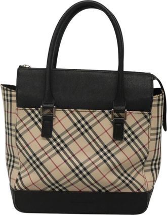 Burberry Nova Check Beige Canvas Handbag (Pre-Owned)