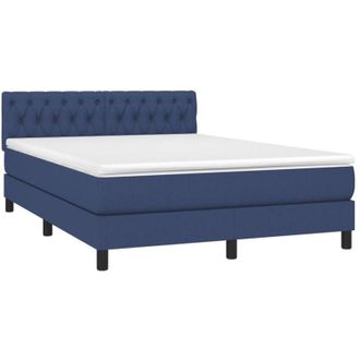 vidaXL Vidaxl - Cama Box Spring Colch&oacute;n Y Luces Led Tela Azul 140x200 Cm