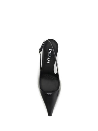 Prada Womens Pumps Leather Slingback Black High Heel Shoes