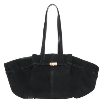 Estro & Luminara Tote Bags, female, Black, Size: ONE SIZE Velour Handbag with Long Handles