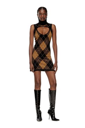 Diesel Wool dress with argyle pattern - Dresses - Woman - Multicolor