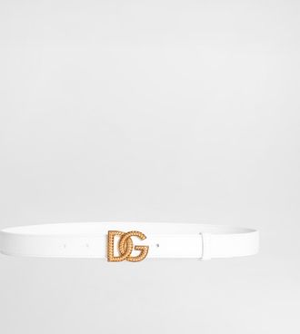 Dolce & Gabbana Cintura Logata - Woman Belts White Leather 100