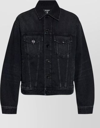 Balmain long sleeve silk nylon jacket front pockets