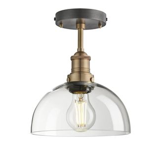 Industville Brooklyn Glass Dome Flush Mount - 8 Inch - Clear in Metallic Gold | Size: 8 inches