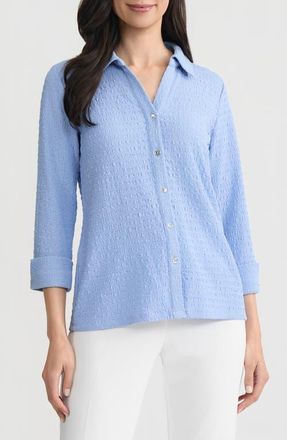 Kasper Ridge Knit Button-Up Shirt in Paris Bleu at Nordstrom, Size X-Large Regular