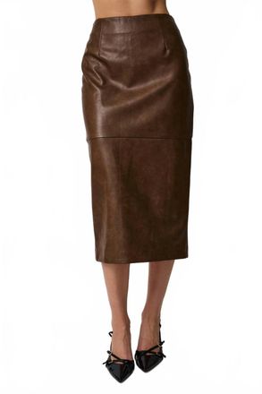 Le Lis Blanc Deux Alice Leather Skirt In Brown