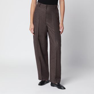 Toteme Pantaloni a vita alta taupe in flanella