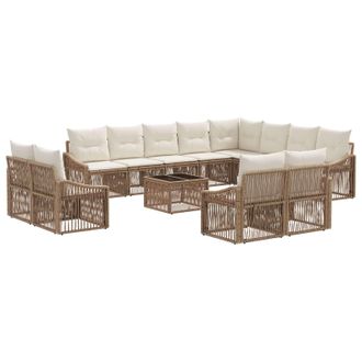 vidaXL Conjunto De Sof&aacute;s De Jard&iacute;n 13 Pcs Beige Rat&aacute;n Sint&eacute;tico Vidaxl