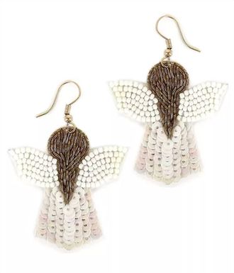 Viola Womens Beaded Angel Earrings In White