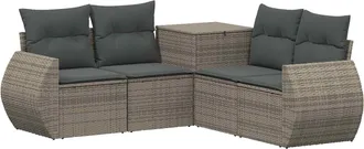 vidaXL Juego De Sof&aacute; 5 Uds. Gris Y Gris Oscuro Rat&aacute;n Sint&eacute;tico Y Acero Vidaxl
