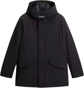 Woolrich Parka imbottita con cappuccio in tessuto leggermente elasticizzato - - Coats - Uomo - Nero - S