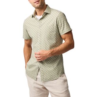 Rodd & Gunn Avonside Short Sleeve Organic Cotton Button-Up Shirt in Fern at Nordstrom Rack, Size Xx-Large