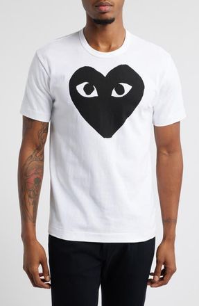 Comme Des Gar&ccedil;ons Black Heart Graphic T-Shirt in White at Nordstrom, Size Medium