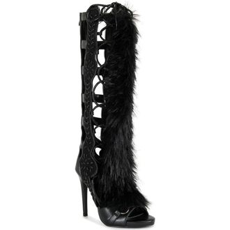 Azalea Wang Shaine Open Toe Boot in Black at Nordstrom, Size 7.5