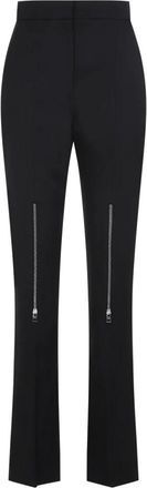 Alexander McQueen Wollen Tailored Broek - Dames - Wijde Broeken - Zwart - L - Wol - Broeken