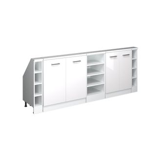 Vicco Armario De Cocina Para Techo Inclinado R-line, Blanco Alto Brillo/blanco, 210 Cm Lote De 5, Vicco