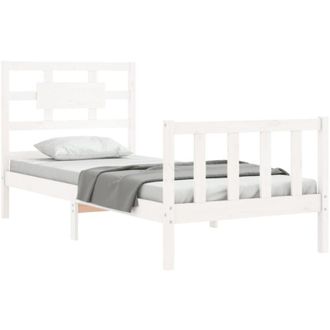 vidaXL Bed Frame without Mattress White Single Solid Wood Pine vidaXL