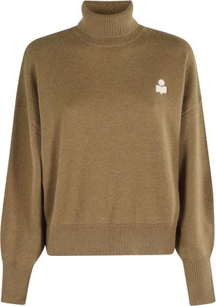 Isabel Marant Turtlenecks, female, Green, XS, Khaki High Neck Long Sleeve Top