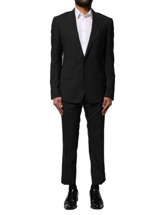 Dolce & Gabbana Mens Black Wool 2 Piece Single Breasted Suit Virgin Elastane