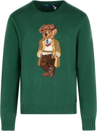 Polo Ralph Lauren Bear Green Wool And Cashmere Sweater