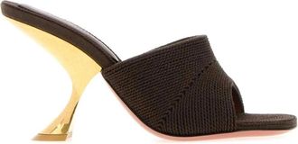 Amina Muaddi Taylor Woven Slipper 90 - female - Amina Muaddi - Heeled Mules - Brown - 4 1/2 UK - Shoes