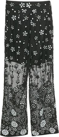 Self Portrait 2020s broek met bloemenprint en pailletten - Zwart