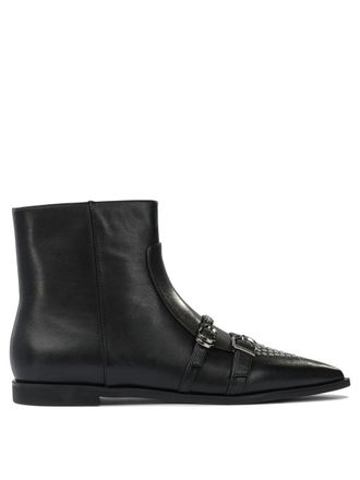 Pinko Leather Zippered Ankle Boots