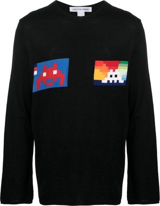 Comme Des Gar&ccedil;ons Space Invaders jumper - men - Acrylic/Wool - S - Black