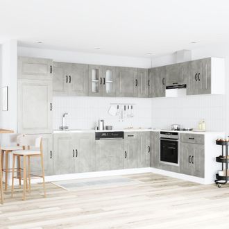 Berkfield Home Kitchen Cabinet Kalmar with Double Basins Concrete Grey Engineered wood