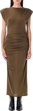 Isabel Marant Donna Ruched Structured Shoulder Midi Dress