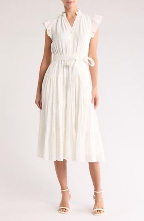 Gibsonlook Dianthus Tiered Cotton Midi Dress in White at Nordstrom, Size Xx-Small