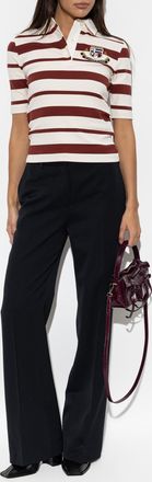 Acne Studios Striped Polo Shirt, Womens, Burgundy
