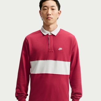 Nike Mens Club Long-Sleeve Rugby Top in Red | IM5572-608