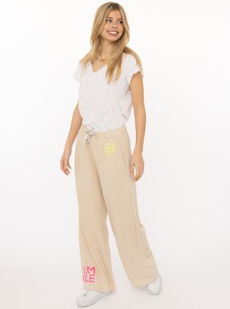 Zwillingsherz Sweathose ZWILLINGSHERZ Alissa, Damen, Gr. L/XL, N-Gr, beige, Sweatware, Obermaterial: 50% Baumwolle, 50% Polyester, Hosen Sweathose, mit Print und Ne