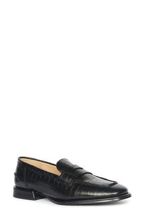 SaintG Carla Croc Embossed Loafer in Black at Nordstrom Rack, Size 6Us / 36Eu