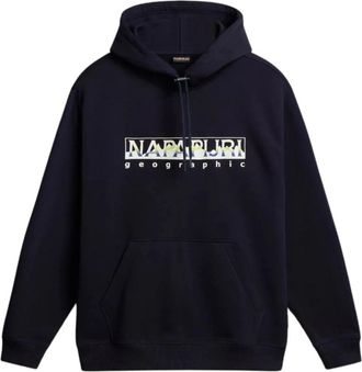 Napapijri Blauwe Telemark Katoenen Hoodie - Heren - Hoodies - Blauw - L - Katoen - Hoodies & sweatvesten