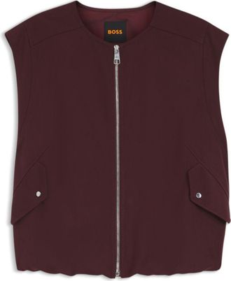 BOSS Zip-front waistcoat in twill