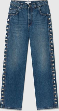 Stella McCartney Gamba larga con bottoni blu scuro