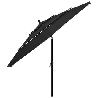Berkfield Home Harmful 3-Tier Parasol with Aluminium Pole Black 3.5 m