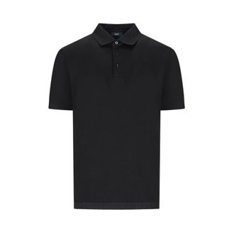 Herno Polo Shirts, male, Black, Size: 2XL Jersey Knit Effect Polo Shirt